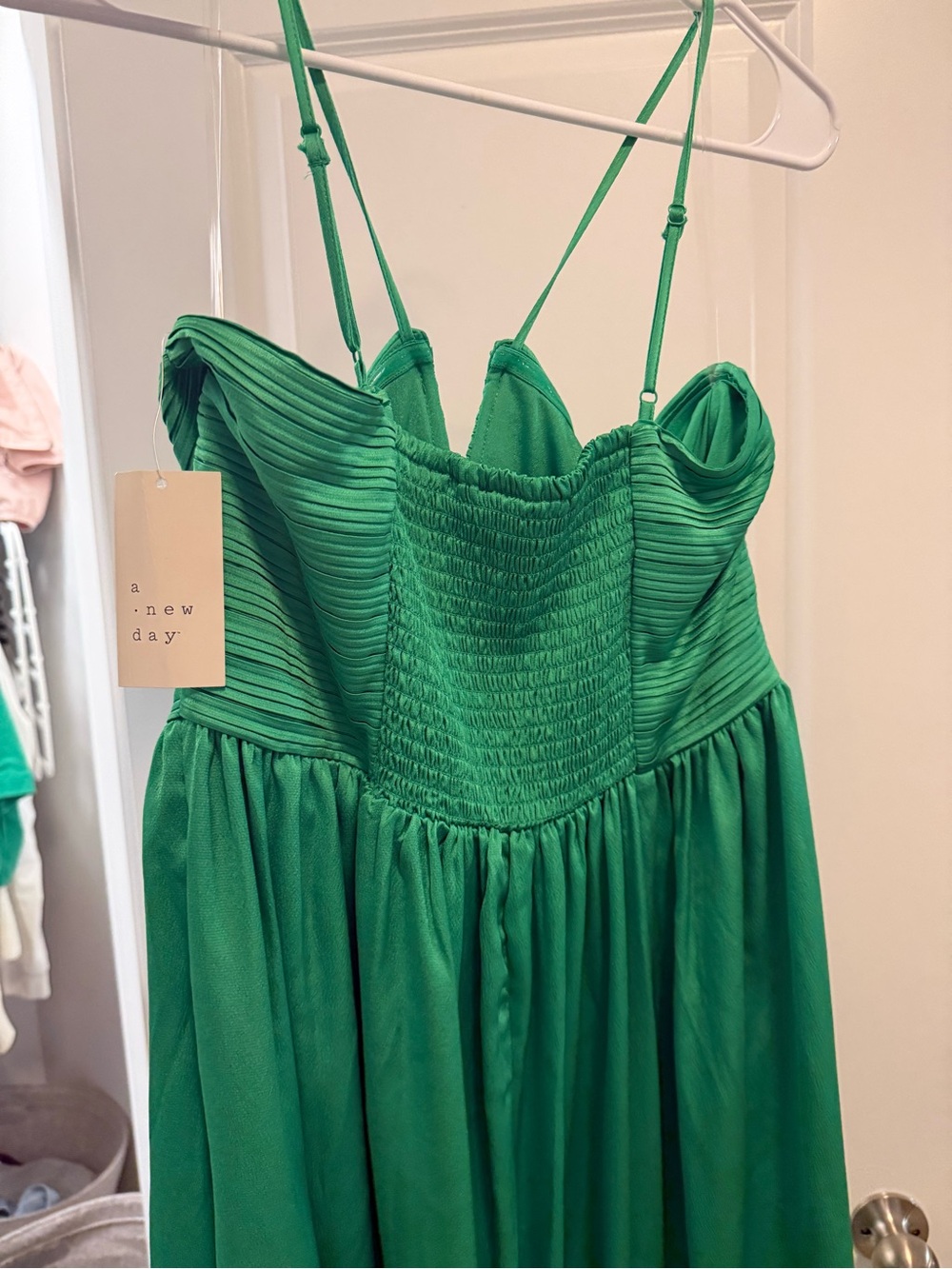 a new day Emerald Green Smocked Bodice Slip Dress